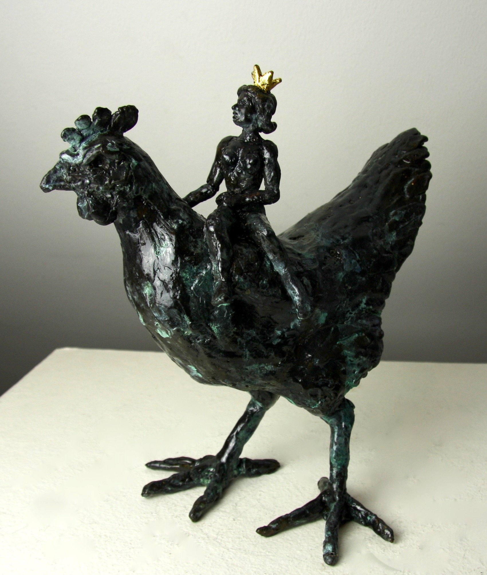 bronze sculpture figurative art chicken